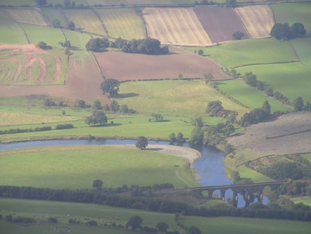 Aerial photo of the River Eden catchment at Eden Lacy, near Lazonby