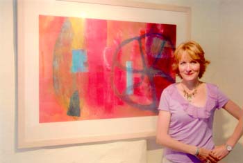 Art tutor Ann Marie Foster with one of her artworks