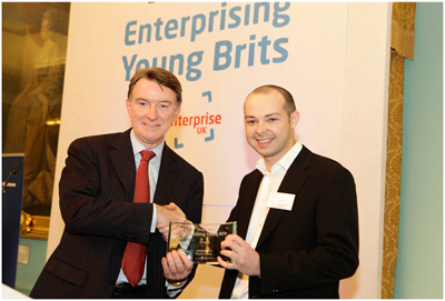 Lord Peter Mandelson presenting Antony with his award