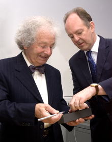 Professor French receives his design award from Professor Chris McMahon