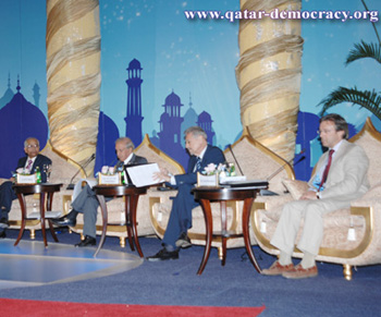 (Far Right) Professor Nonneman on the panel discussion at the Doha Conference