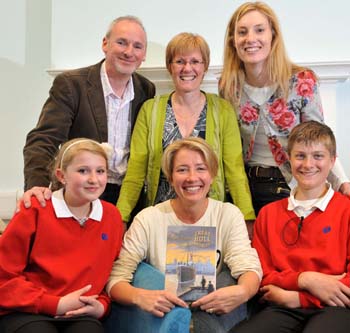 Emma Thompson with Dr Marion Walker and Dr Beccy Whittle (top right)