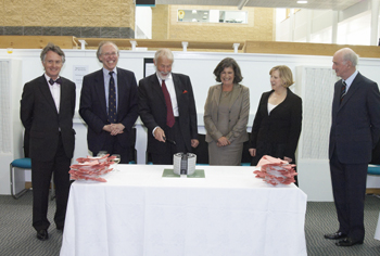 Prof. Michael Wheeler; Prof. Stephen Wildman; The Chancellor; The Hon. Dr. Elizabeth Robins (Chair, Ruskin Foundation); Jacqueline Whiteside (University Librarian); Sir Christopher Audland