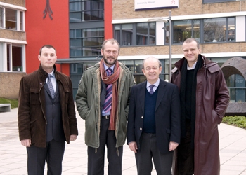 L – R Mr. Besfort Rrecaj, Dr. Pleruat Sejdiu, Mr John McGovern, Director of the University’s International Office and Mr. Edoardo Spacca