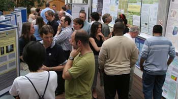University and CEH staff and students discuss the wide range of work on show at the LEC PhD student poster session on Thursday