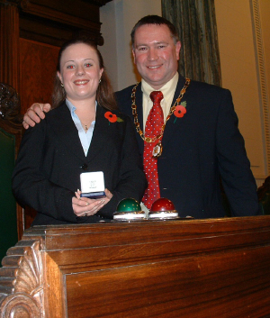 Student volunteer Lyndsey Sterrit and and Vice Chairman of Lancashire County Council, County Councilor Terry Burns.
