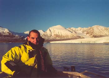 Dr Denton during a previous research visit to the Arctic to deploy particle monitoring equipment