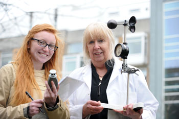 Blackpool Sixth Form College student Abigail Lovell with Christine Valentine, Environmental Science.