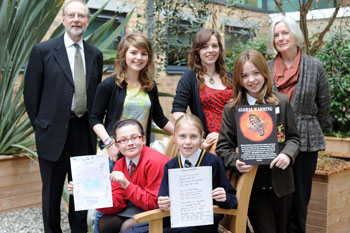 Dean of the Faculty of Science and Technology Professor Mary Smyth and LEC Co-Director Professor Graham Harris with Let’s Cool It competition winners and Blackpool Sixth Form College students.