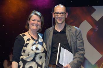 Aileen McEvoy of the Arts Council England, North West with Matt Fenton