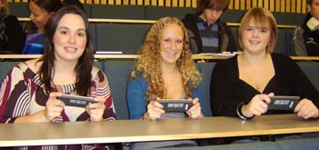 Students using the Radio Frequency Personal Response System in a lecture