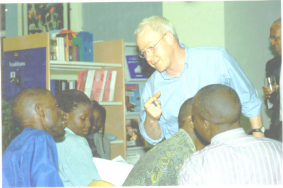 Graham Mort runs a writing workshop in Uganda