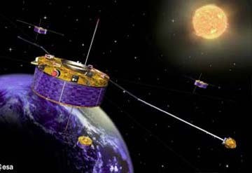 An artist's impression of the Cluster satellite, courtesy of the ESA