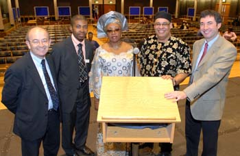 from left: John McGovern, Akanimo Odon, Adeola Obileye, Dr Mark Abani and Prof Kevin Jones