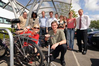 Geography Staff with Dr Phil Barker (right), Travel Co-ordinator Phil Longton (back right), and Lancaster City Council’s Bee Scott (left)