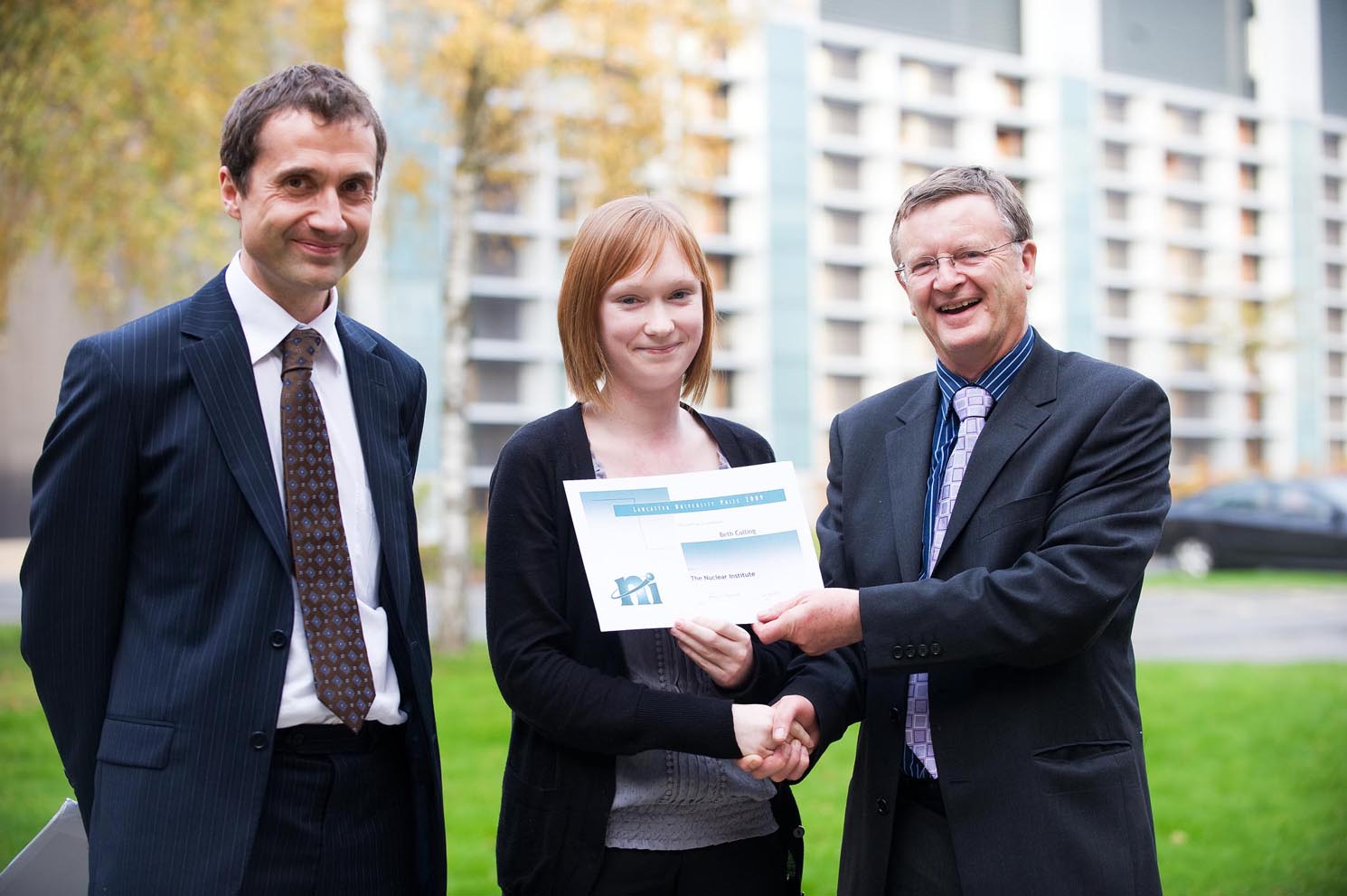 L - R Professor Malcolm Joyce, Beth Colling and Michael Grave