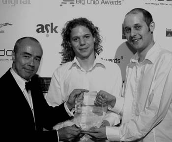 L - R Mr Shaun Fenson, Chair of Manchester Digital, Michael Ashworth and Thomas Ashworth, both of NuBlue