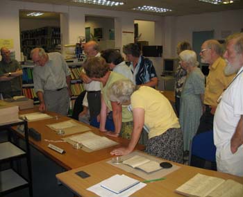 Dr Angus Winchester (far left) at a Manorial Documents workshop held in Barrow-in-Furness earlier this year