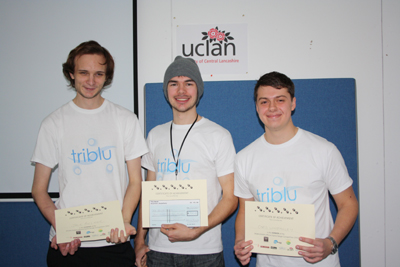 L-R Jack Bulmer (UCLan), Stuart Allardes (UCLan) Chris Winstanley (LU)