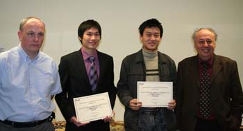 from left: Eric Jones of Nokia, Ke Sun, Liang Zhang and Prof Costas Xydeas