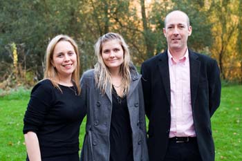 Dr Victoria Mason and Dr Feargal Cochrane with Sophie McNeill (centre)