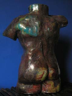 Wyn Abbot: Raku Male Torso. Clay - Raku fired, 2006